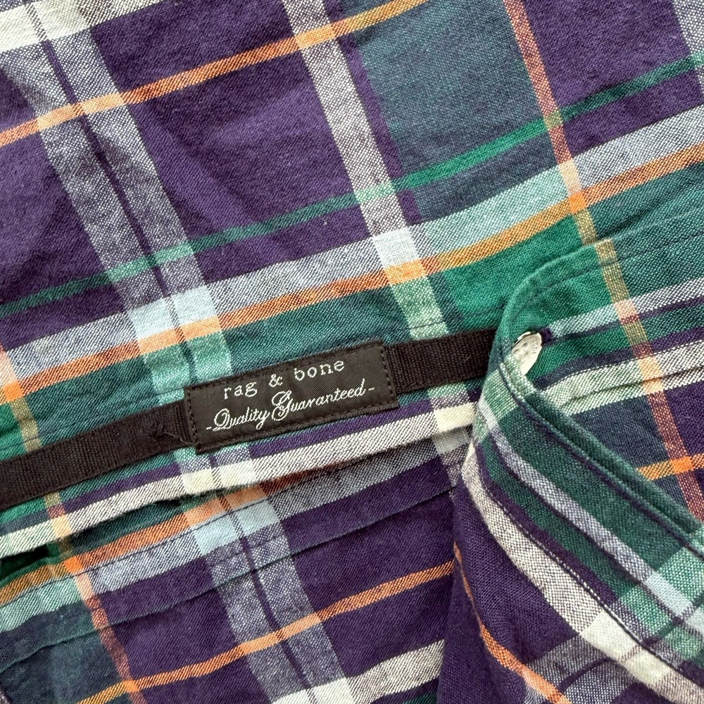 Rag & Bone Fit 2 Flannel Shirt Men's Medium Japanese Plaid Button Front - Picture 2 of 6